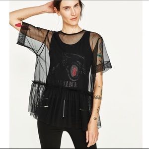 Zara tulle contrast t- shirt